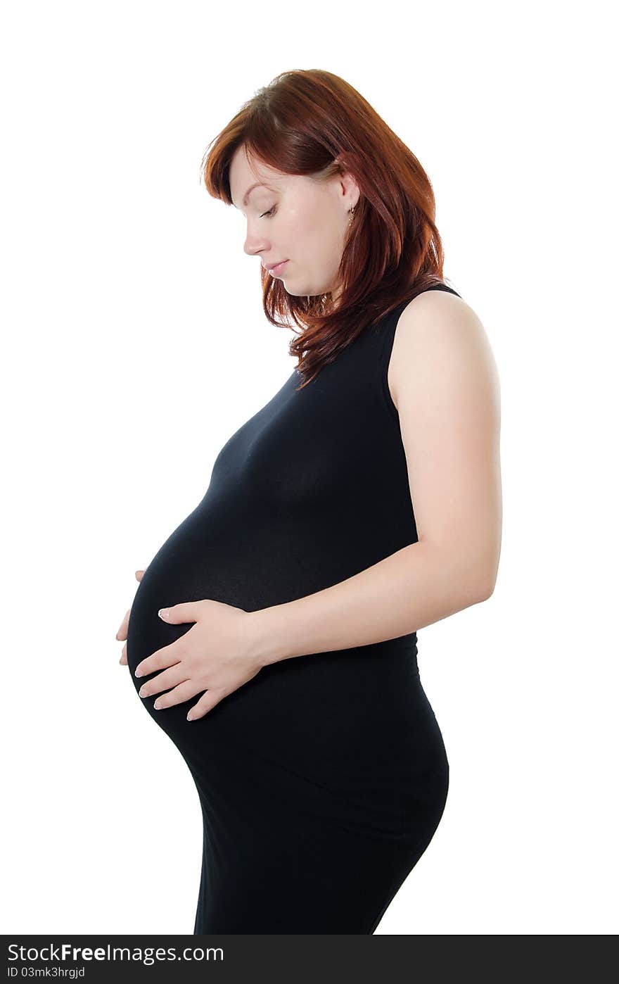 The pregnant woman isolated on white background