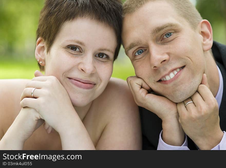 Portrait Of Young Couple In The Park