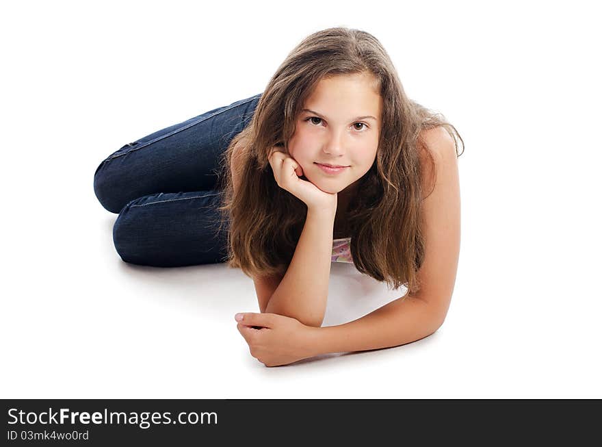 Portrait of the young beautiful girl isolated