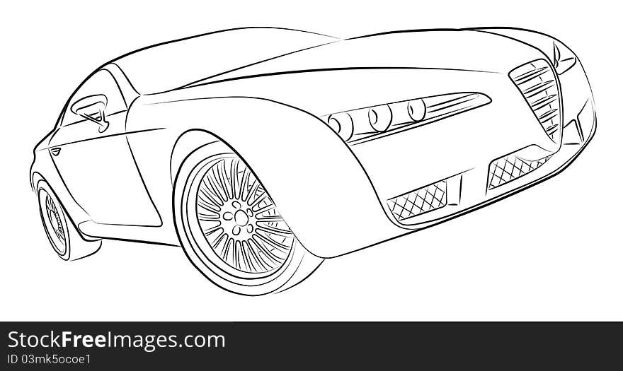 Modern european hatchback concept vector drawing