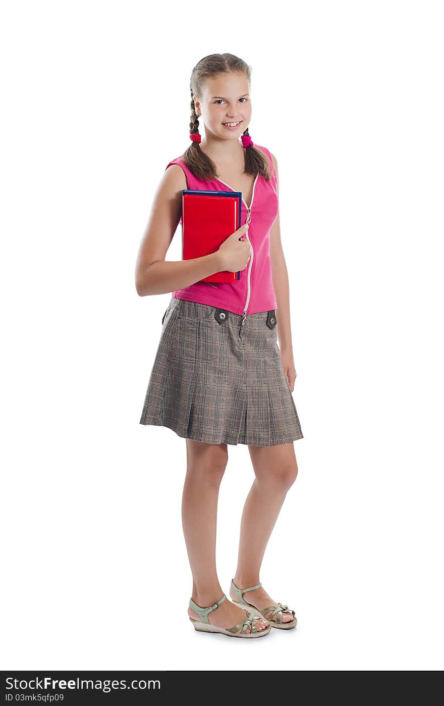 Portrait of the young girl with books