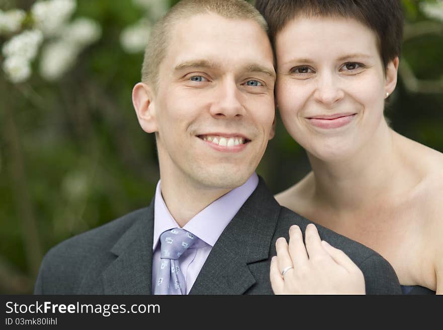 Portrait of young couple in the park