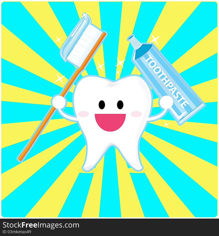 Smiley tooth with line background