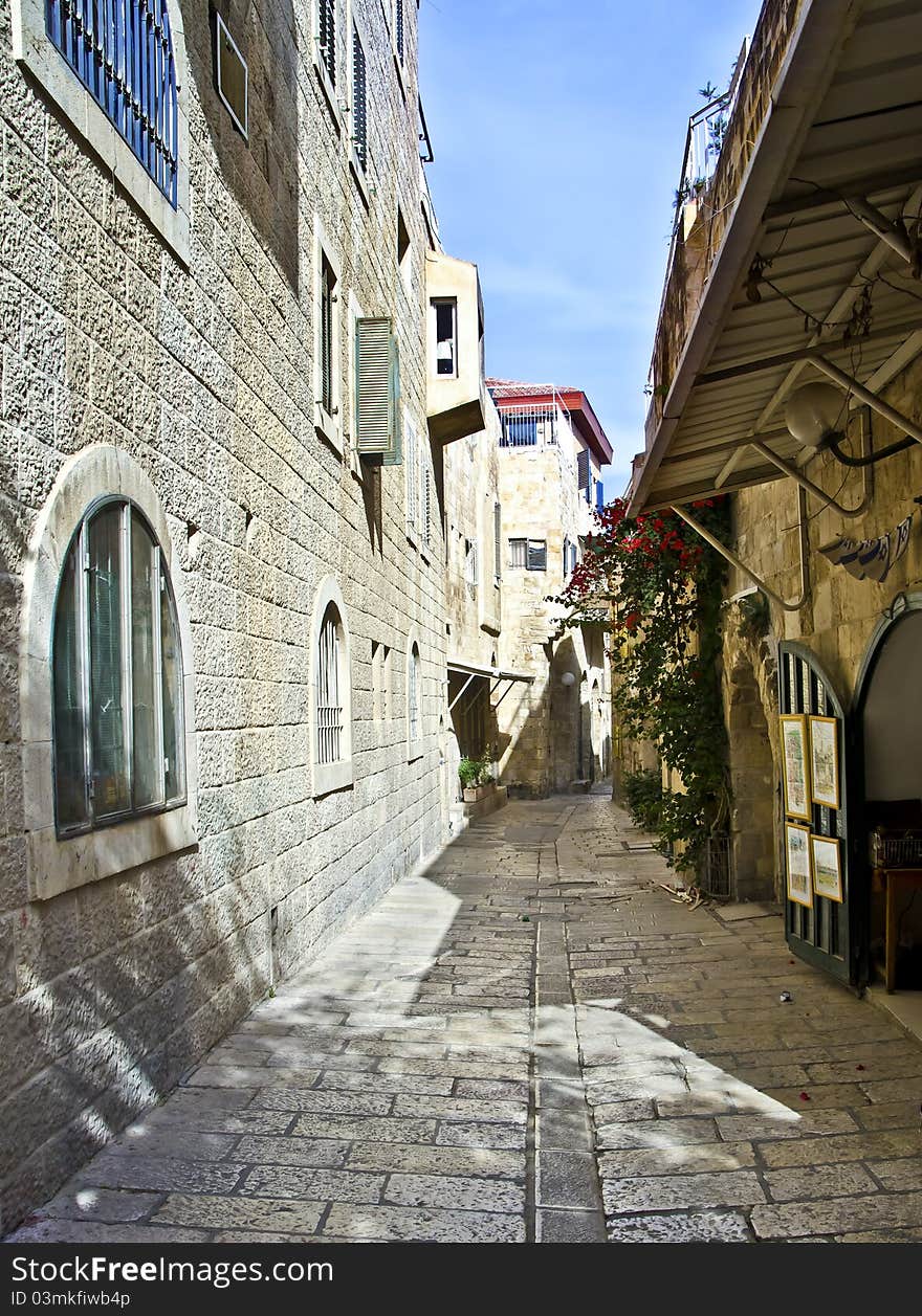 Narrow street in Jerusalem, Israel