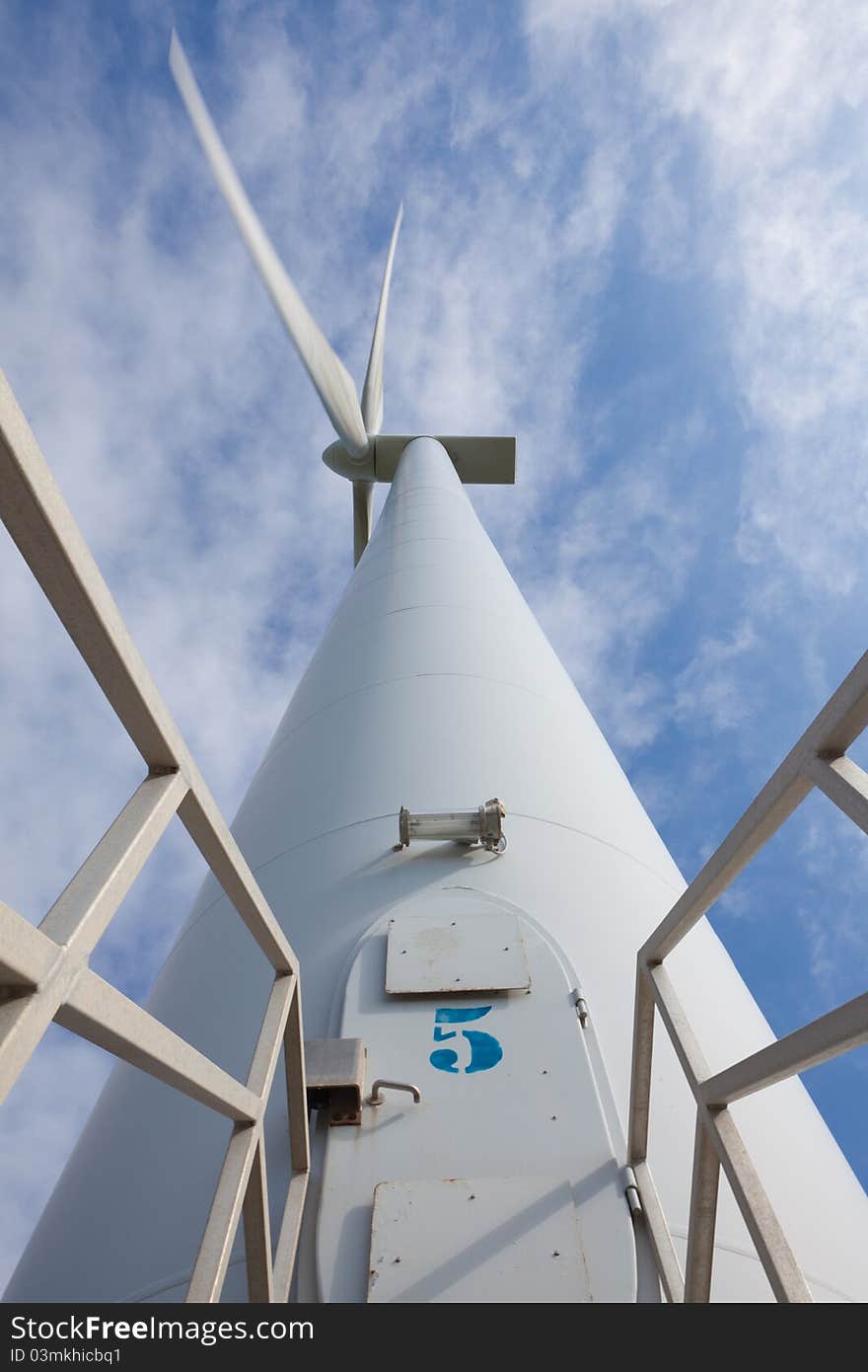 Low angle view of a wind turbine