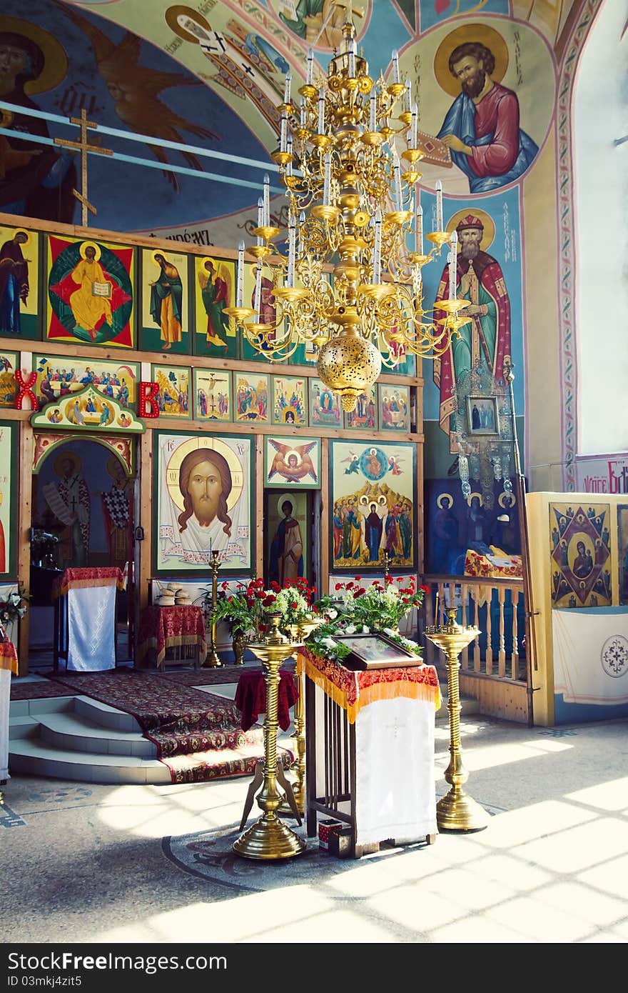 Interior of aged traditional russian orthodox cathedral. Interior of aged traditional russian orthodox cathedral