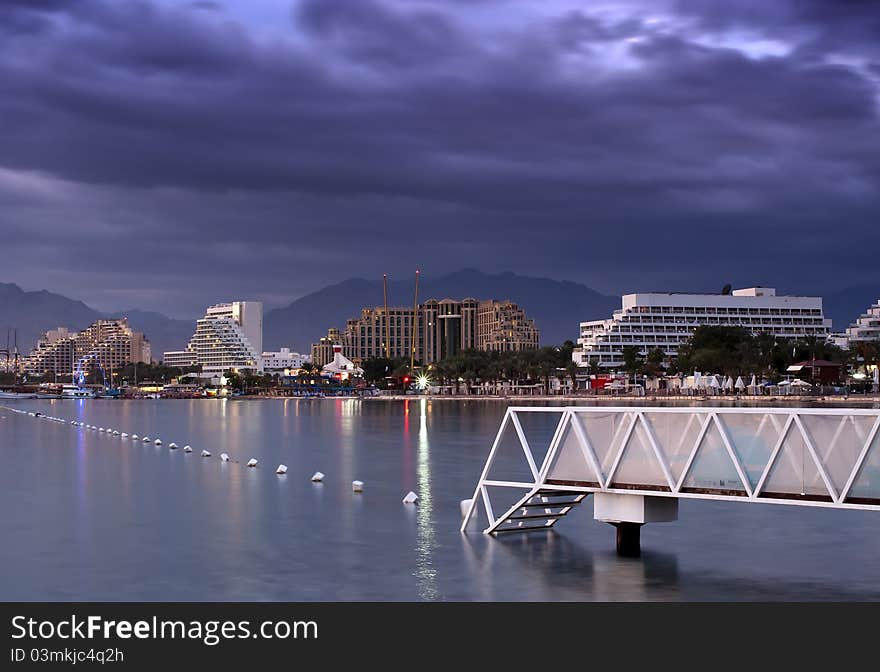 Morning view on northern beach of Eilat, Israel