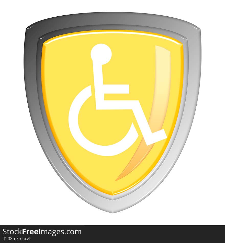 Yellow Shield disabled sign isolated