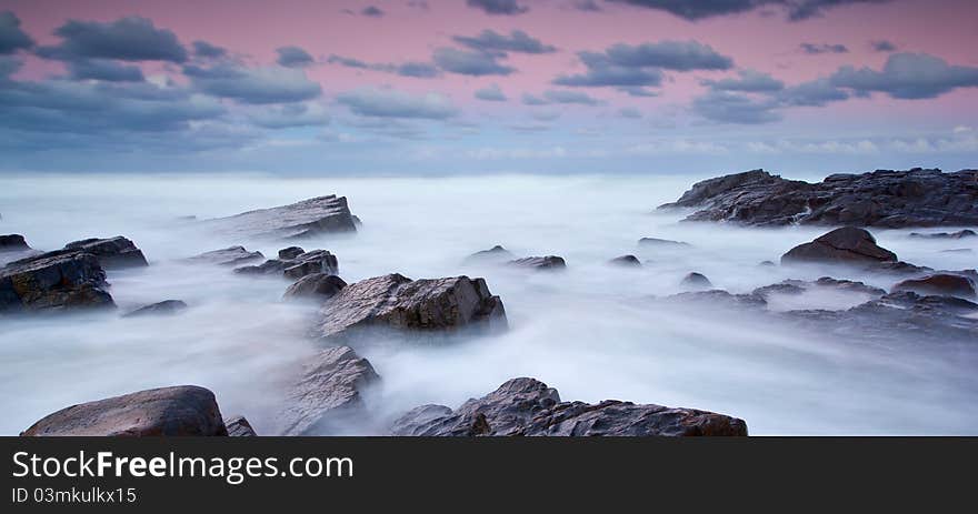 Misty Sea And Rocks