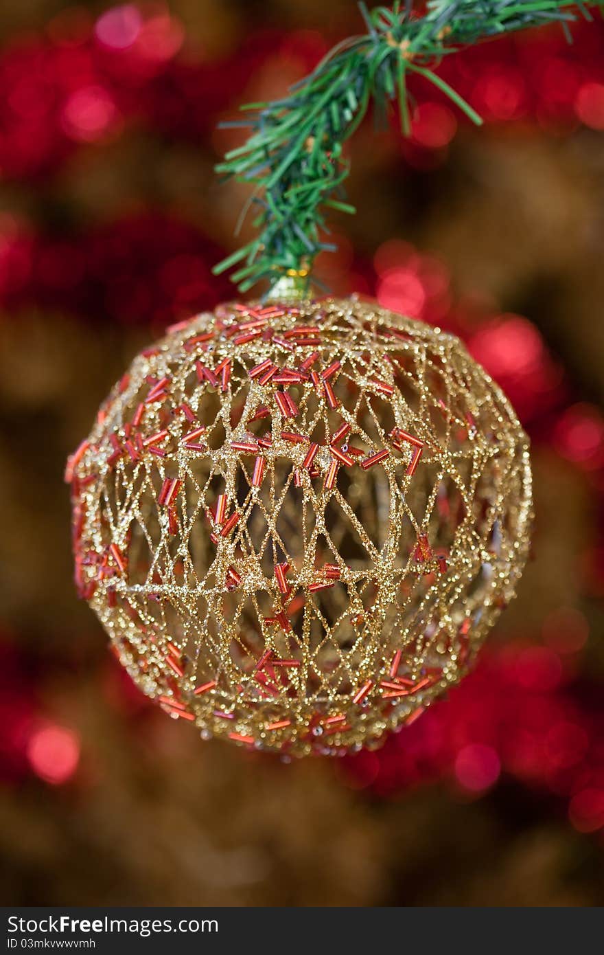 Image of christmas decorations and out of focus background