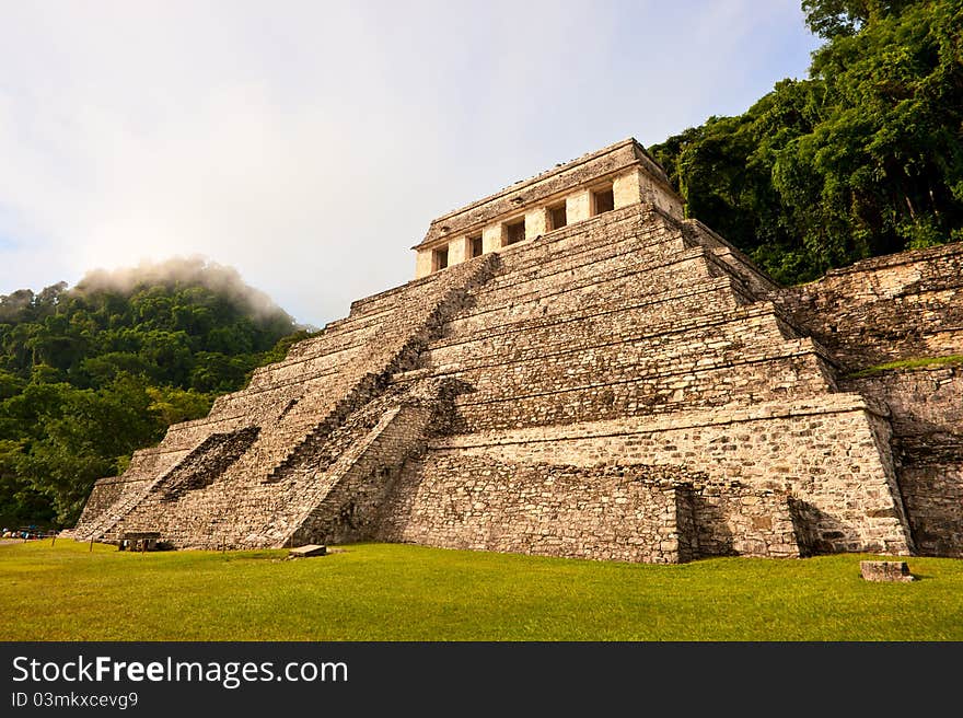 Maya pyramid at Palenque, Mexico.