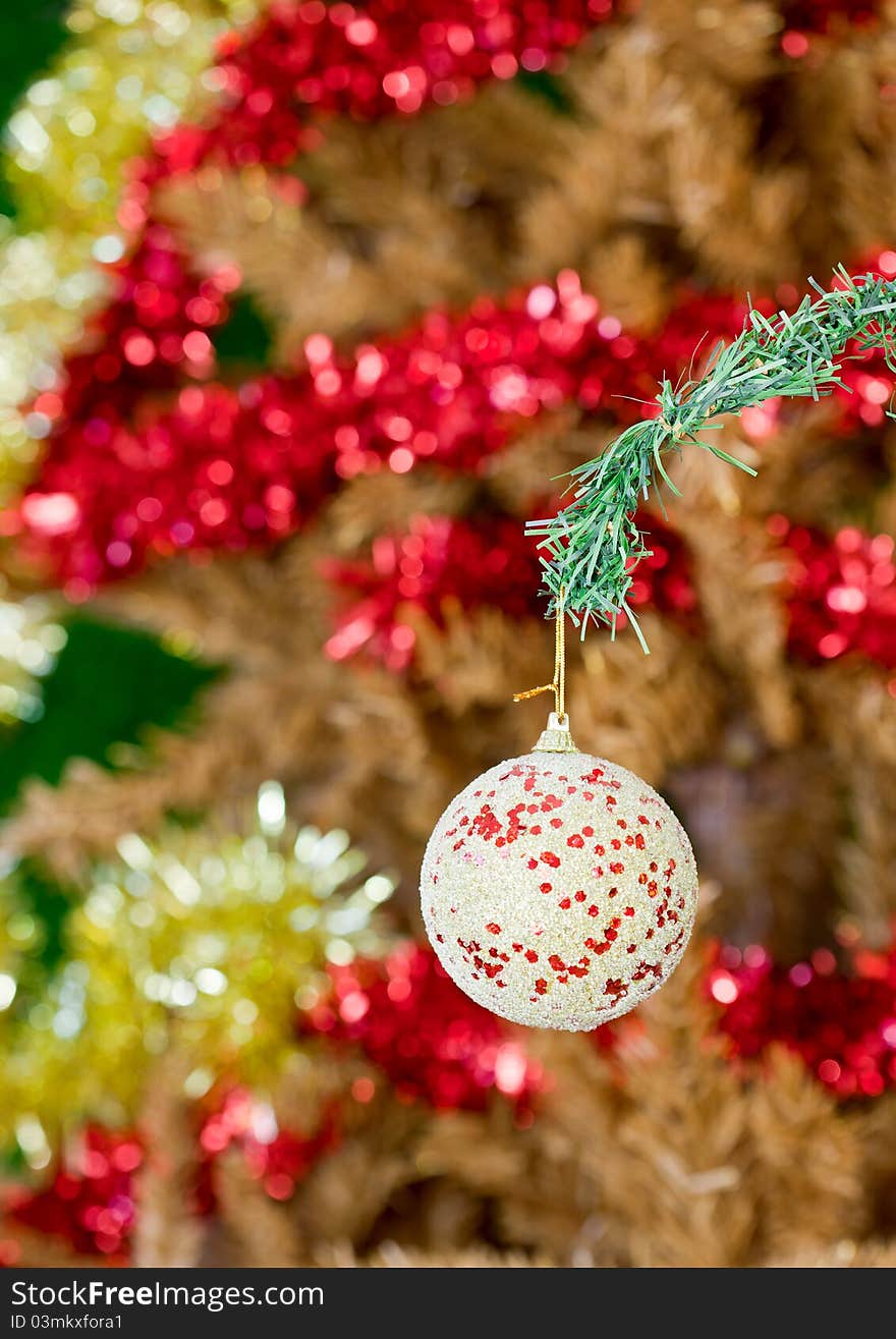 Image of christmas decorations and out of focus background