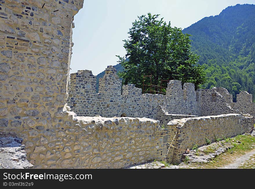 Ruins of Saint Nicholas monastery on Olymp mountains near Litochoro city in Greece. Ruins of Saint Nicholas monastery on Olymp mountains near Litochoro city in Greece