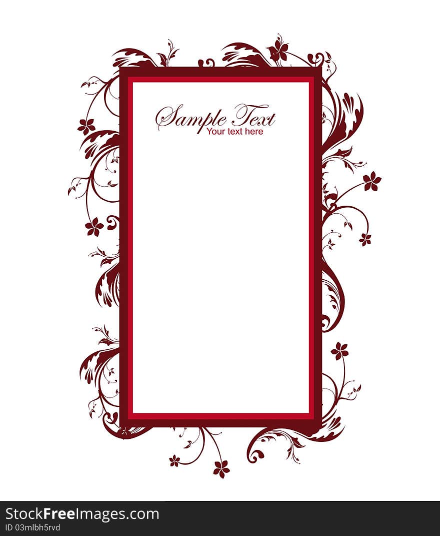 Red vintage frame isolated over white background. illustration