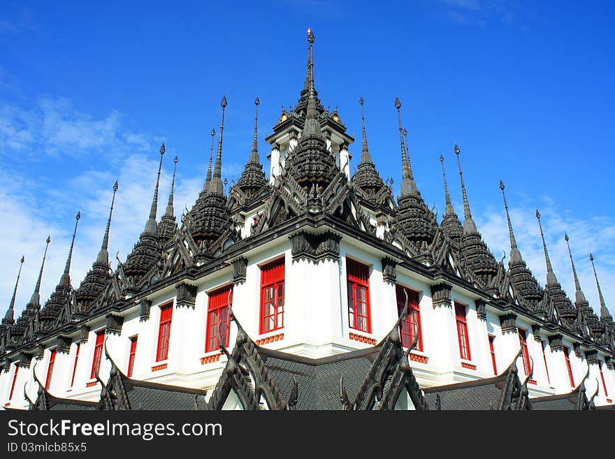 Thai-style architecture at Loha Prasart ,bangkok Thailand