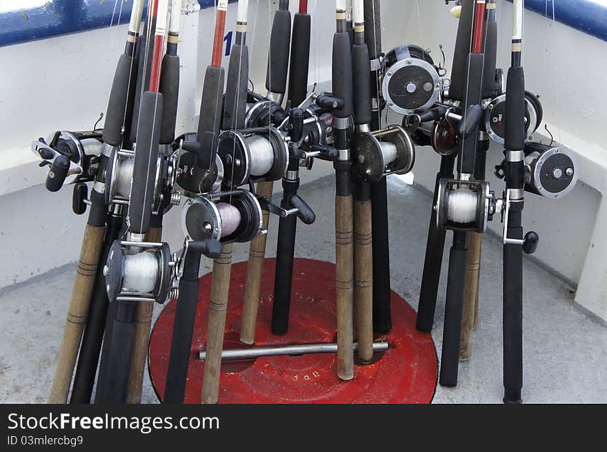 Picture of rod and reels on a fishing boat