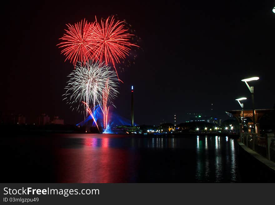 Fireworks display during the Putrajaya Flower & Garden Festival 2011. Fireworks display during the Putrajaya Flower & Garden Festival 2011