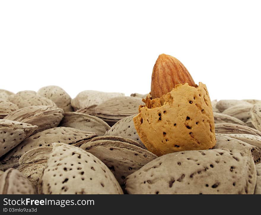 Close up of broken almond. Close up of broken almond