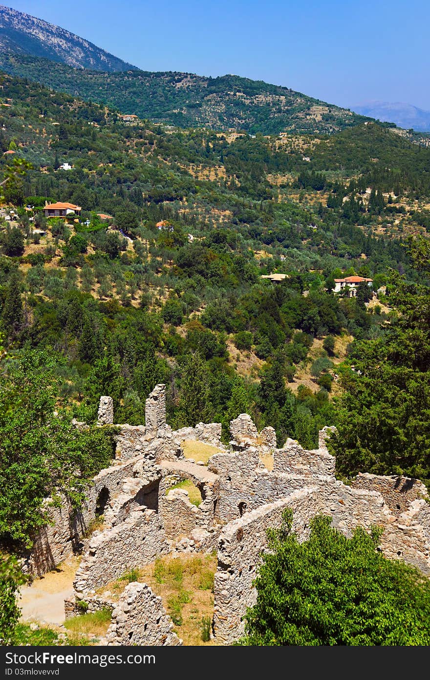 Ruins Of Old Town In Mystras, Greece