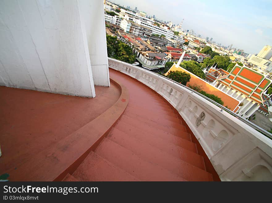 Side walk staircase to temple