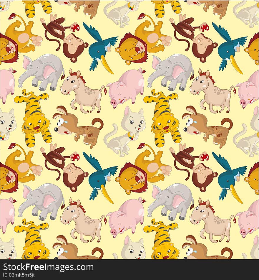 Cartoon Animal Seamless Pattern