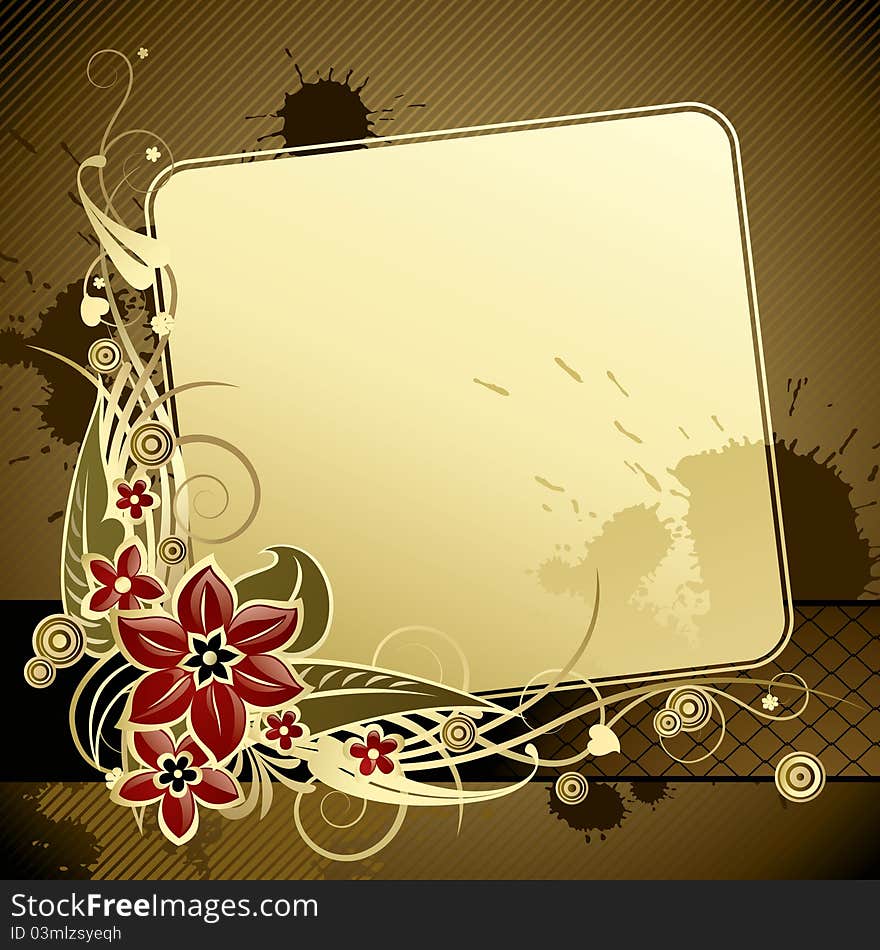 Raster version of gold classic banner and background with floral ornament and blots There is in addition a format (EPS 8). Raster version of gold classic banner and background with floral ornament and blots There is in addition a format (EPS 8)