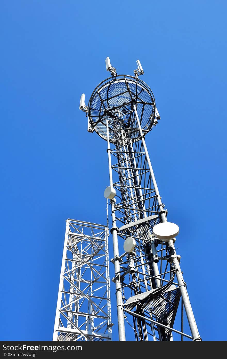 Relay antenna on blue sky background