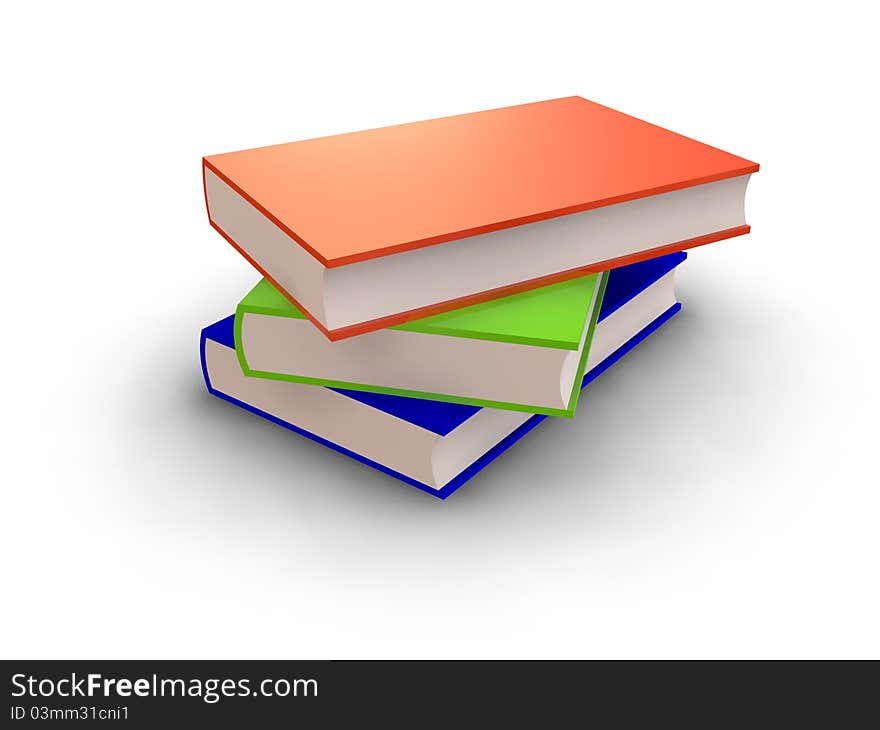 Isolated Stack Coloured 3D Books