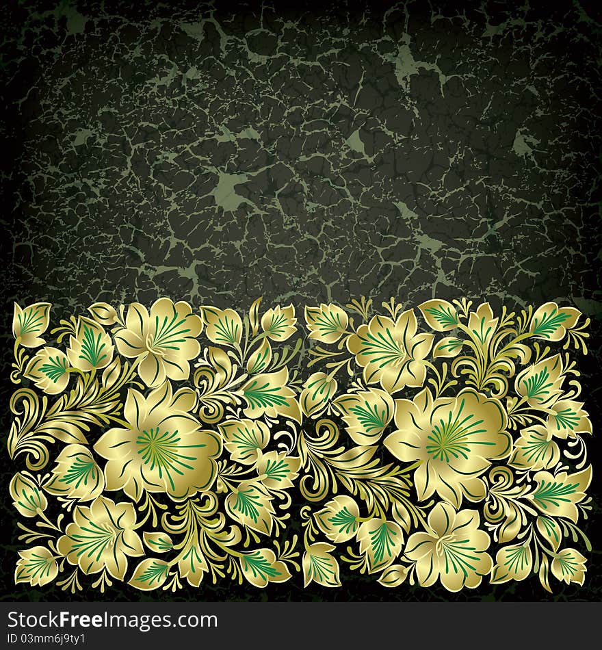 Abstract grunge background with floral ornament