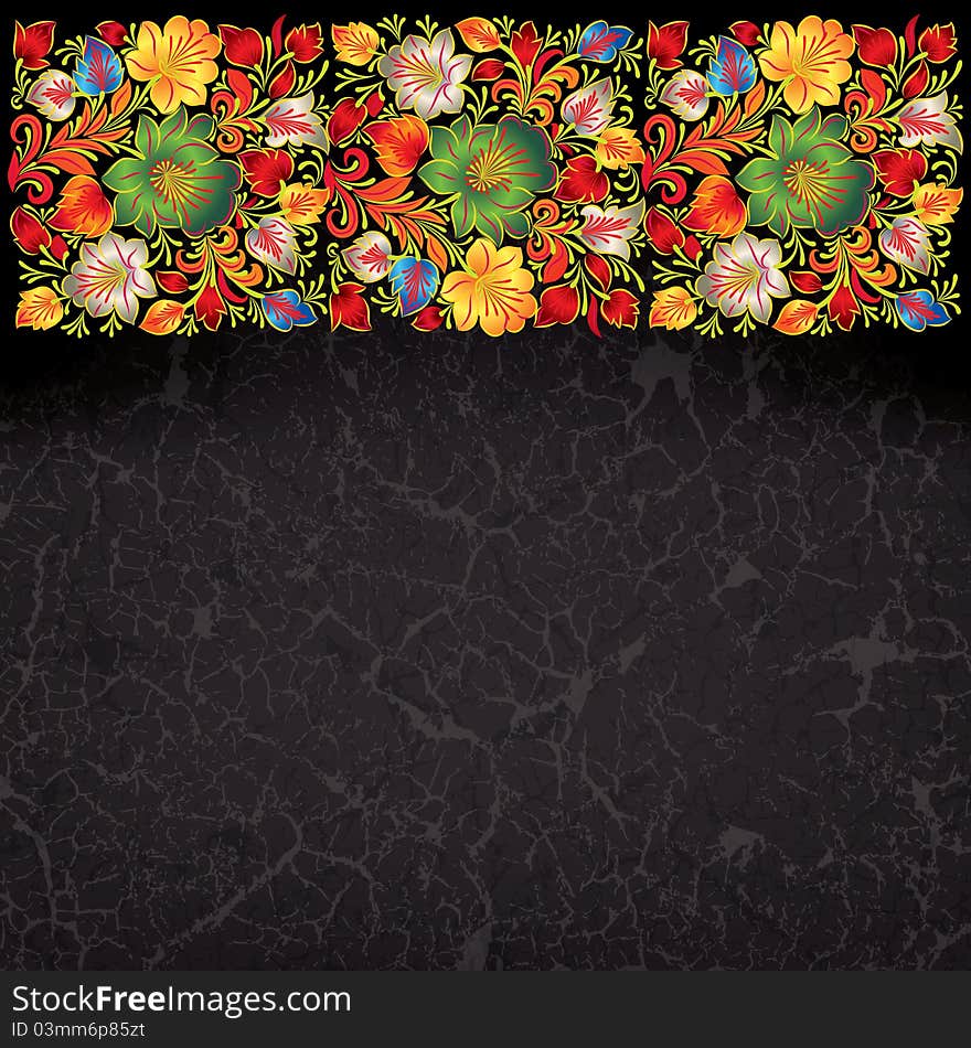 Abstract grunge background with floral ornament