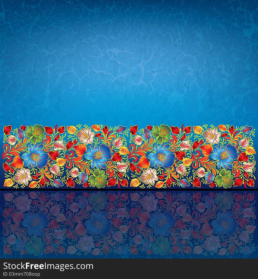 Abstract grunge background with floral ornament