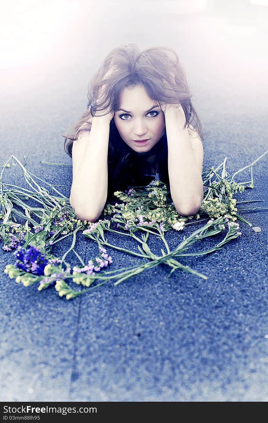 Beautiful Girl With Flowers