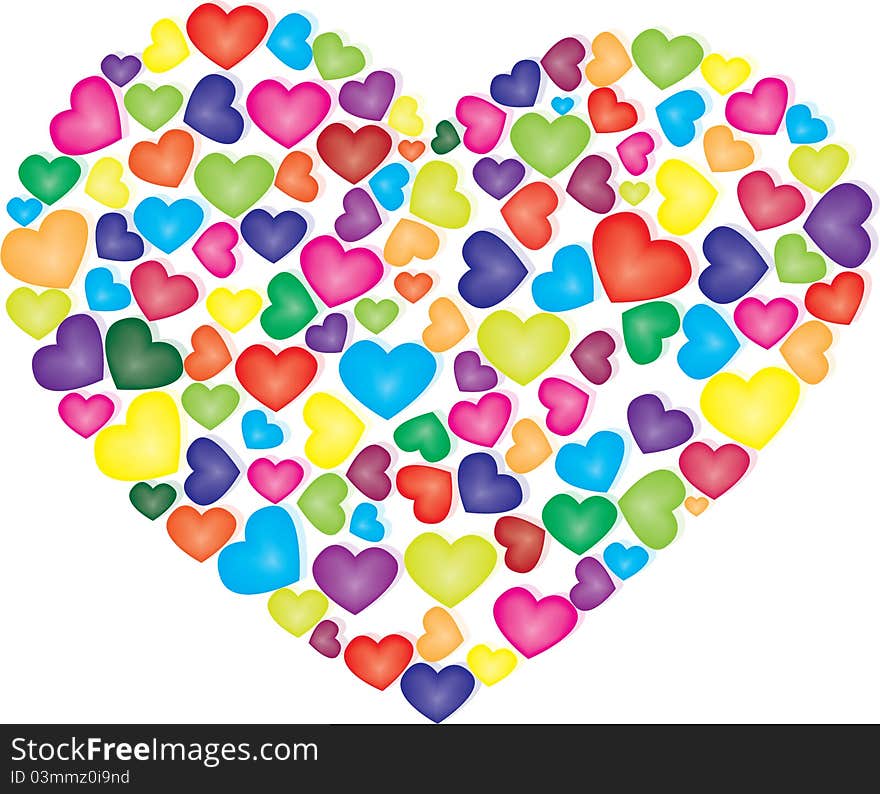 Vector of various and color heart background. Vector of various and color heart background