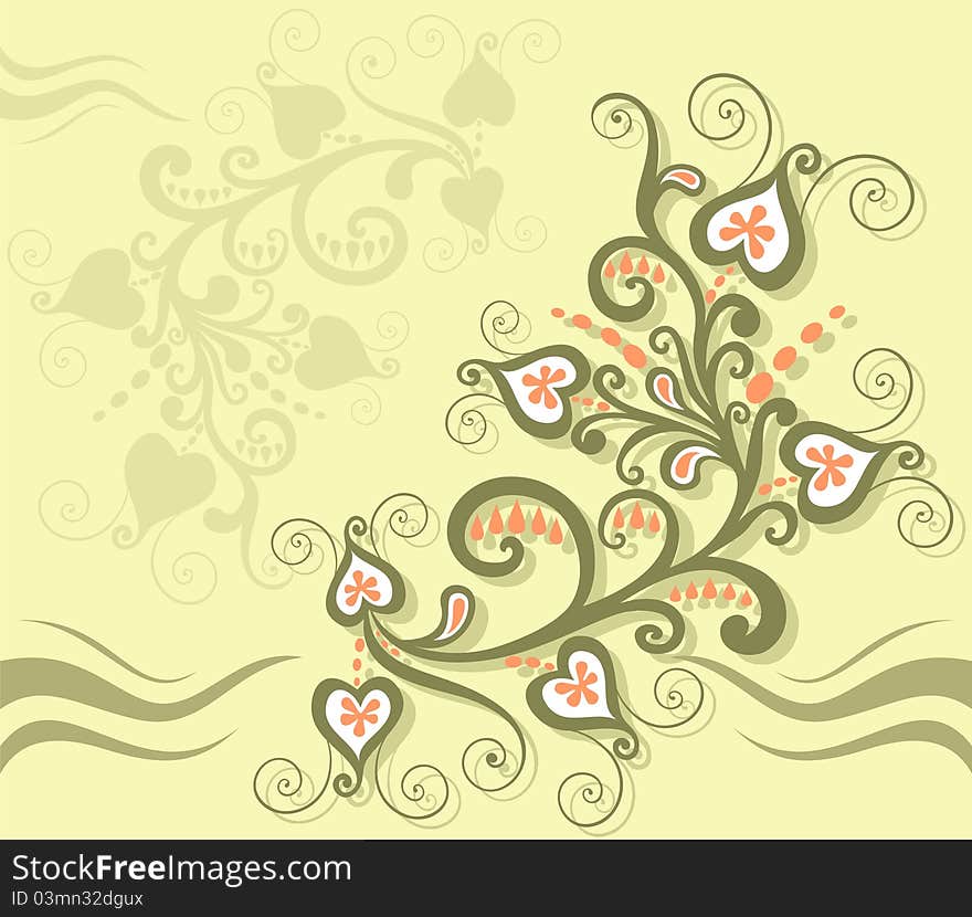 Abstract floral design for book and postcard