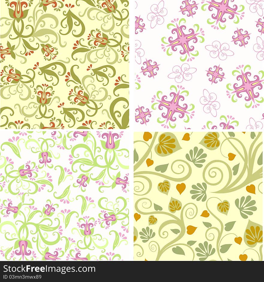 Set of Abstract floral background. Set of Abstract floral background