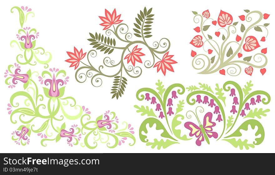 Abstract floral design for book and postcard