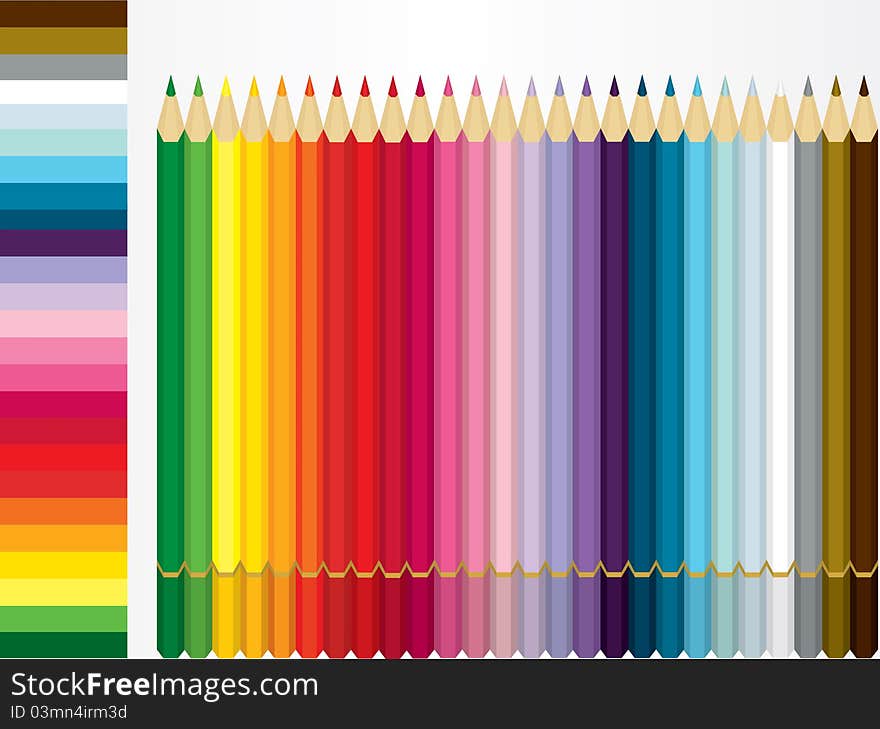 Background of color pencil with shade sample. Background of color pencil with shade sample