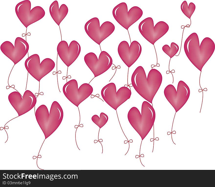 Lovely design of pink balloon heart in vector pattern