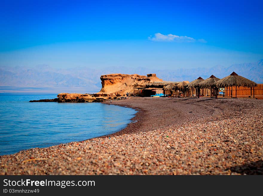 The beautiful rocky sea shore in Sinai. The beautiful rocky sea shore in Sinai