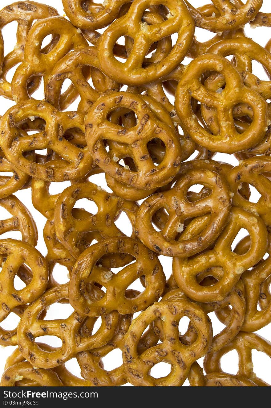 Salted pretzels background