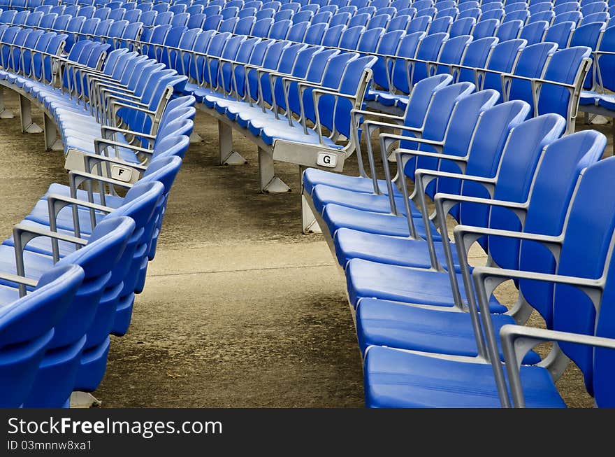 Empty blue stadium seats