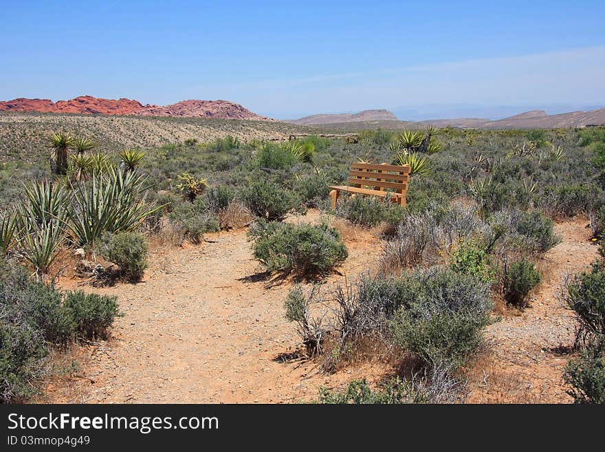 A bench at Red Rock Canyon, Nevada, USA