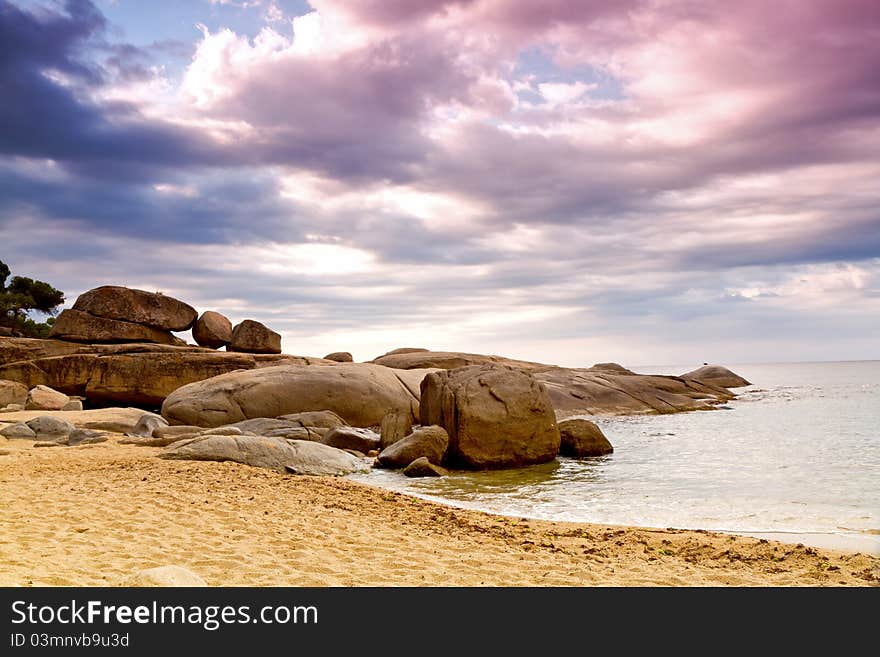 Detail of the Spanish coast (Costa Brava) at the morning. Detail of the Spanish coast (Costa Brava) at the morning