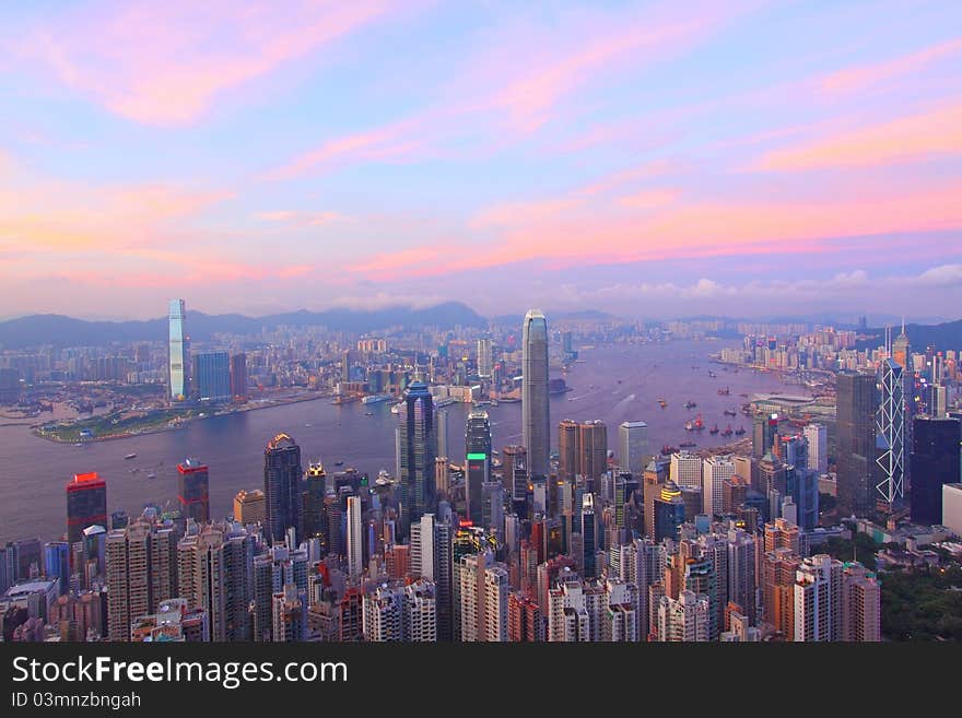 Hong Kong At Sunset