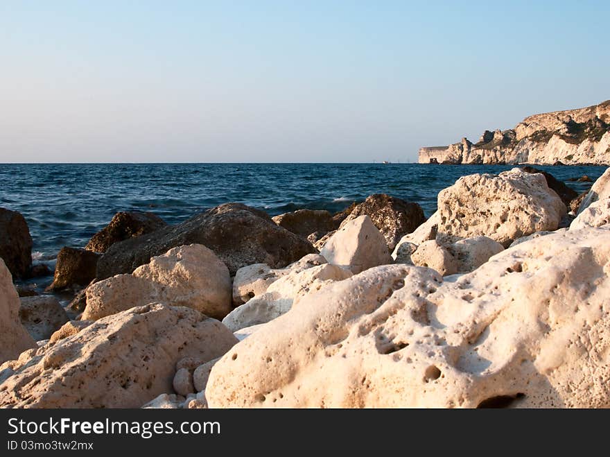 Rocky Coastline, Stones In Sea