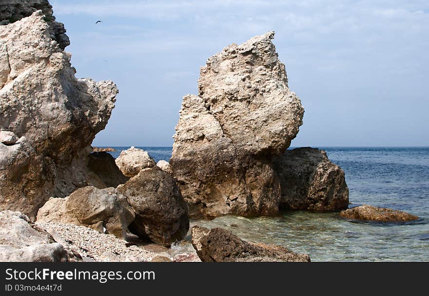 Big rocks at the coastline, Black sea, Crimea. Big rocks at the coastline, Black sea, Crimea