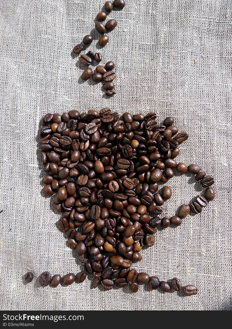 Cup of coffee beans