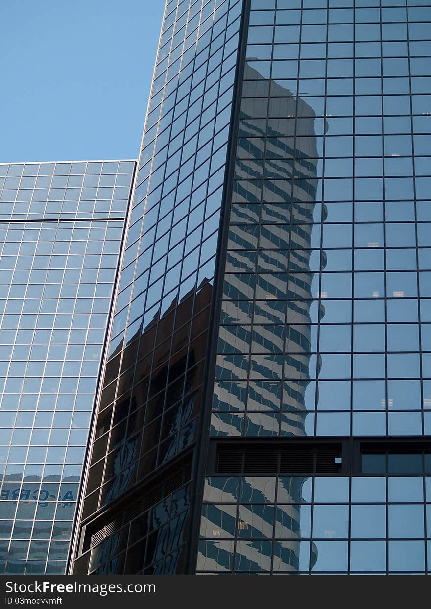 Two blue building in glass and metal. Two blue building in glass and metal