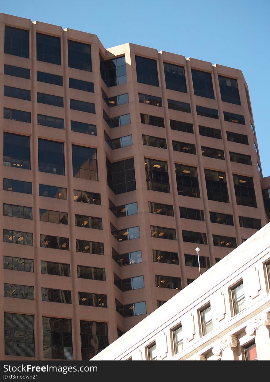 Old and new buildings in contrast