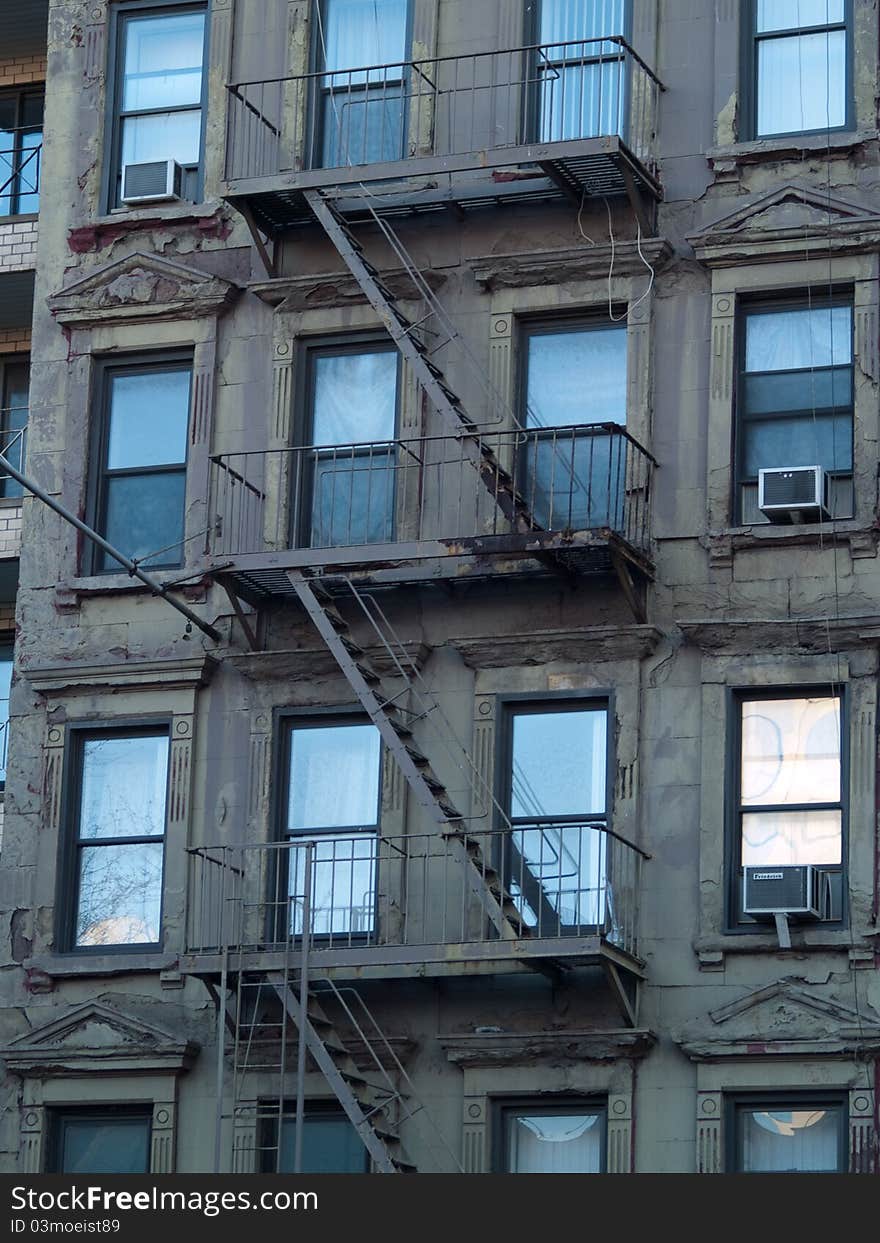 Fire escape on an old apartment building